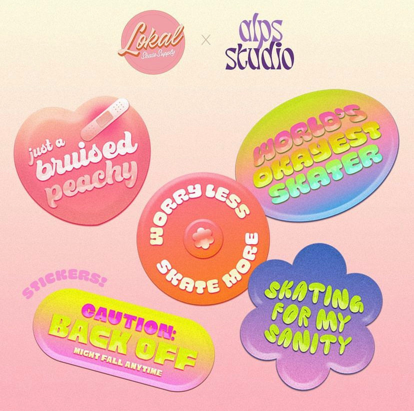 Roller Skater Vinyl Sticker Pack Lokal x Alps Studio (5 per pack)