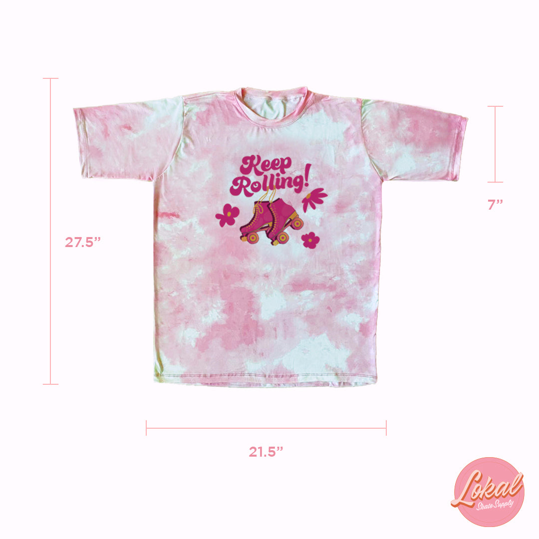 Oversized Roller Skate T-shirt Tie Dye - Keep Rolling