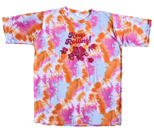 Oversized Roller Skate T-shirt Tie Dye - Keep Rolling