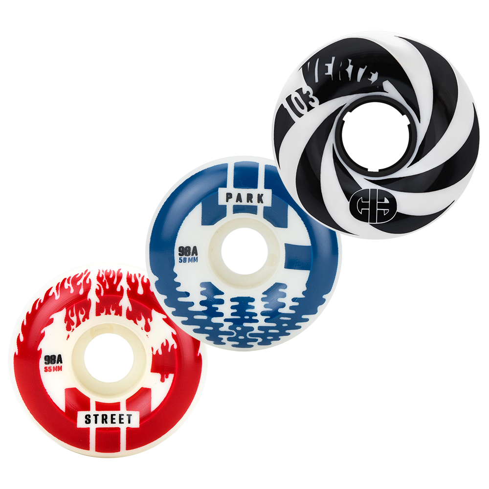 CIB Roller Skate Wheels - Street, Park, and Vertex (4-Pack)